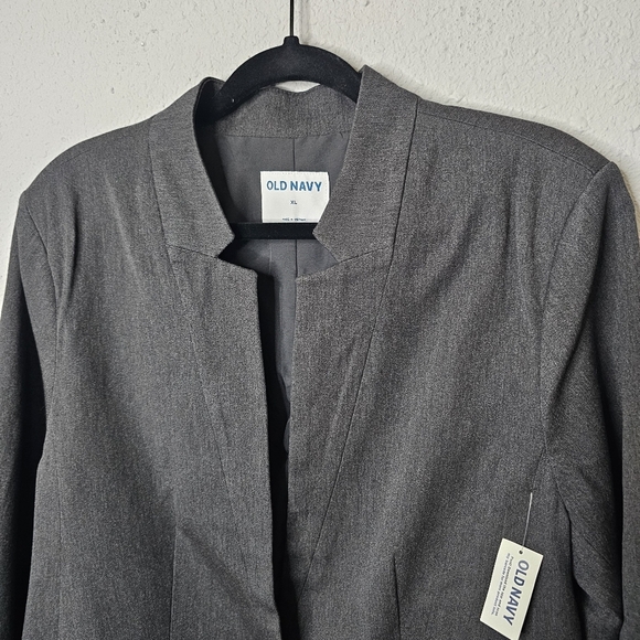 Old Navy Blazer‎ Womens XL Gray 1 Button Suit Jacket Career Business Office NWT - Picture 2 of 9